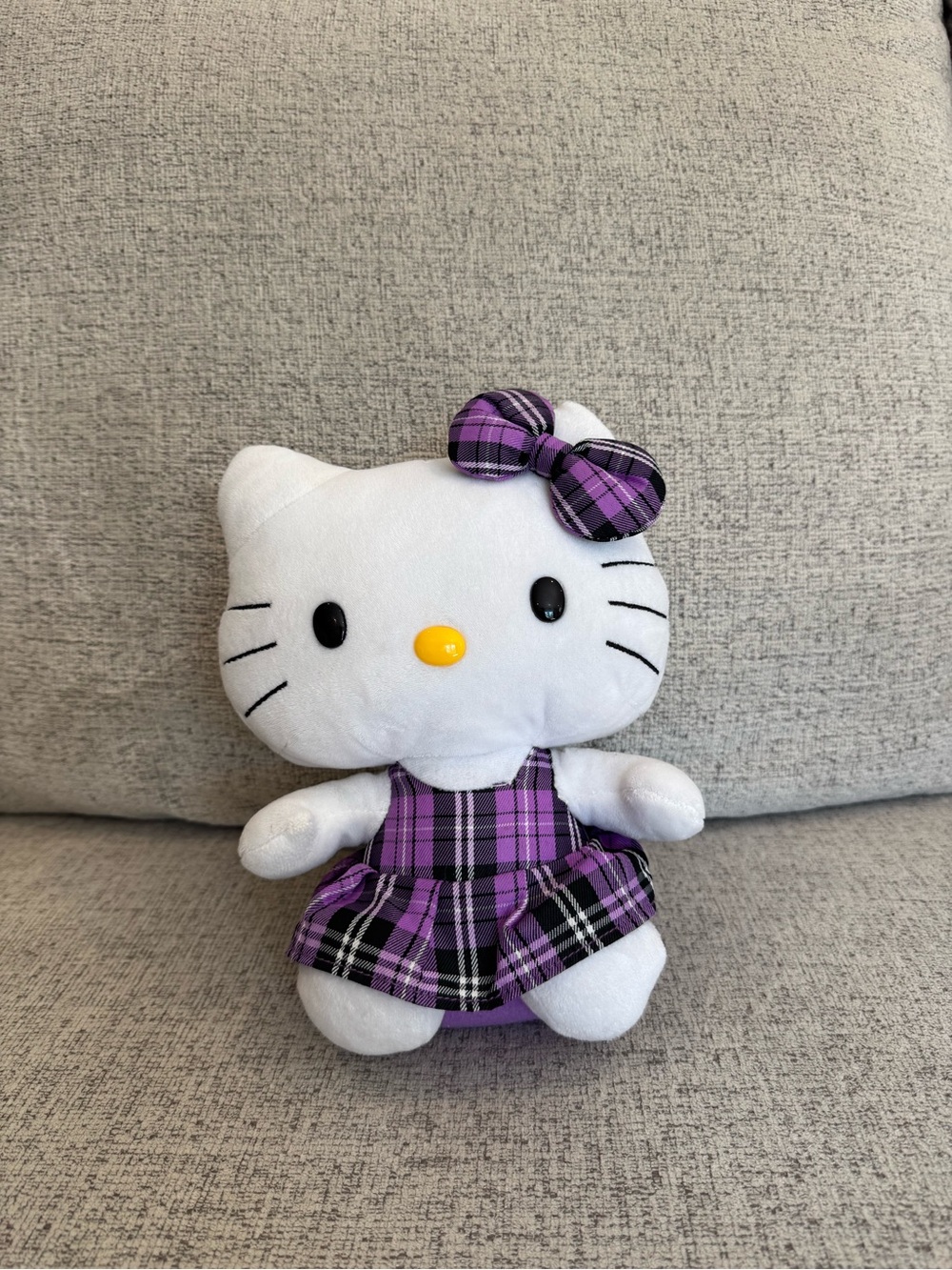 Hello Kitty Plush TY Beanie Buddies Collection Sanrio Purple Plaid Dress 2011
